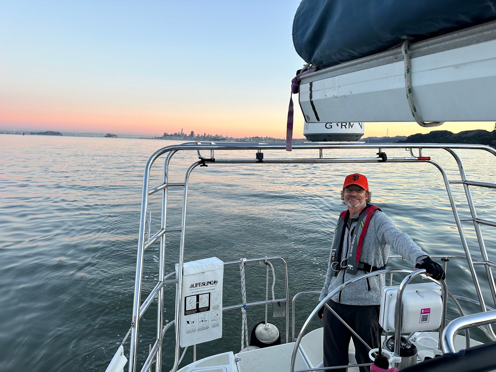 Captain Kirk Miller at the helm aboard Mahalo