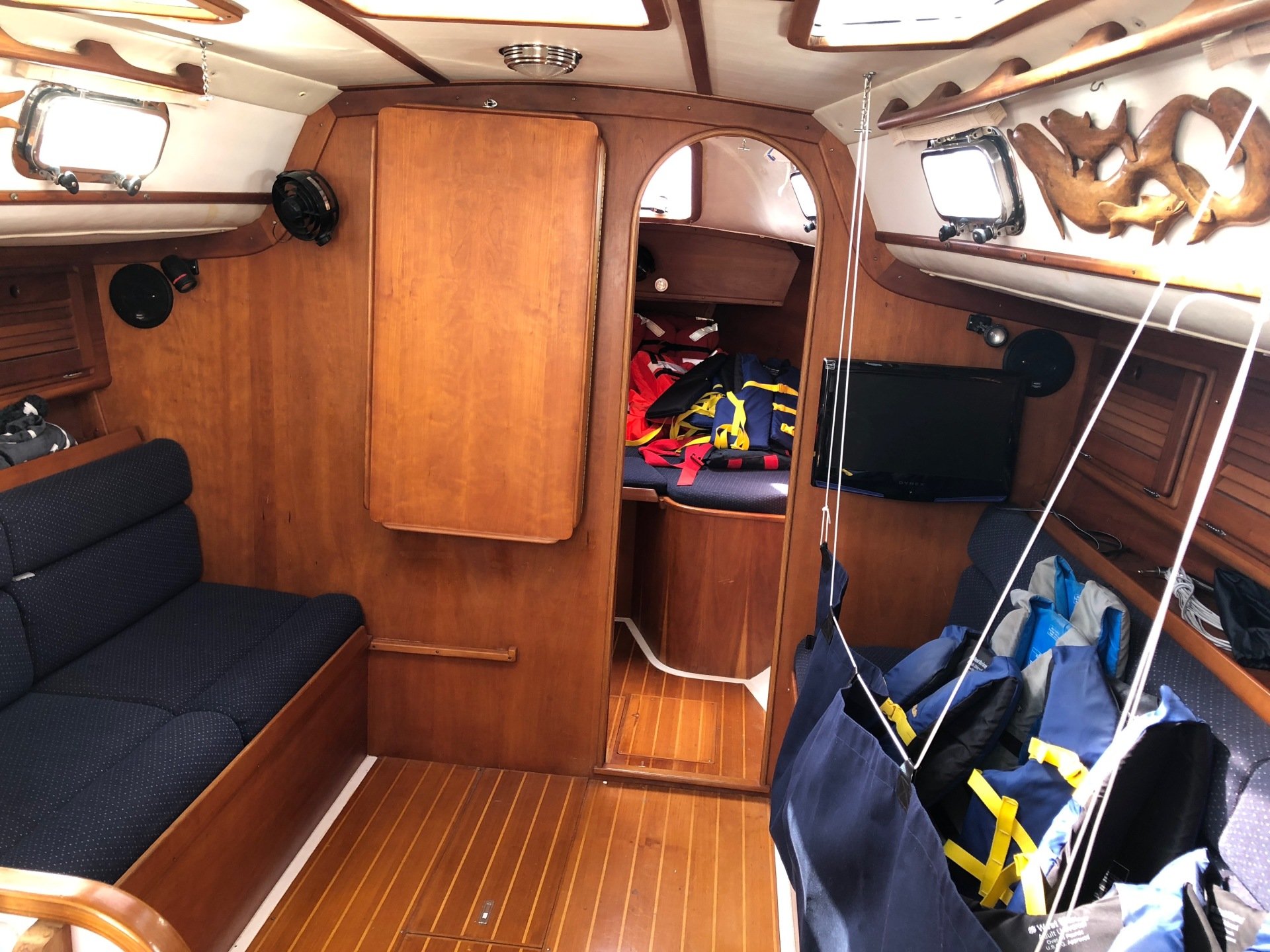 The interior cabin of Mahalo, a Freedom 35 yacht